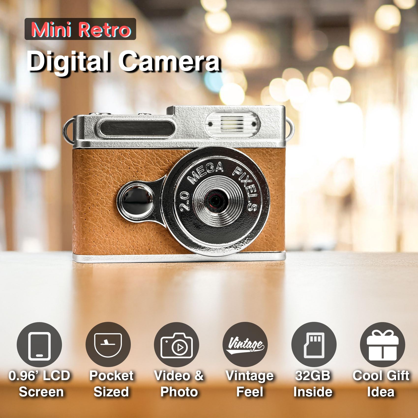 Small Digital Camera, Mini Retro Digital Camera, 1080P, 0.96-Inch